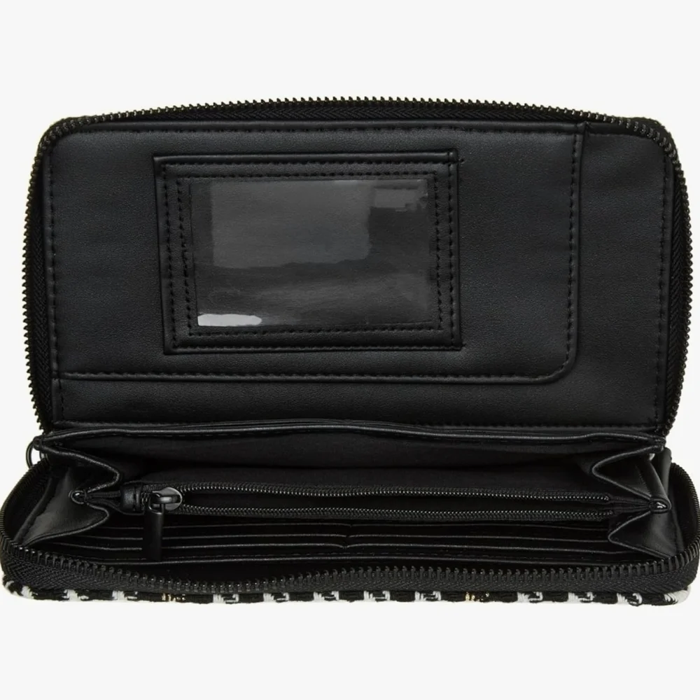 🖤▪️Betsey Johnson ▪️Zip Around Wristlet Plaid Black White Houndstooth Wallet